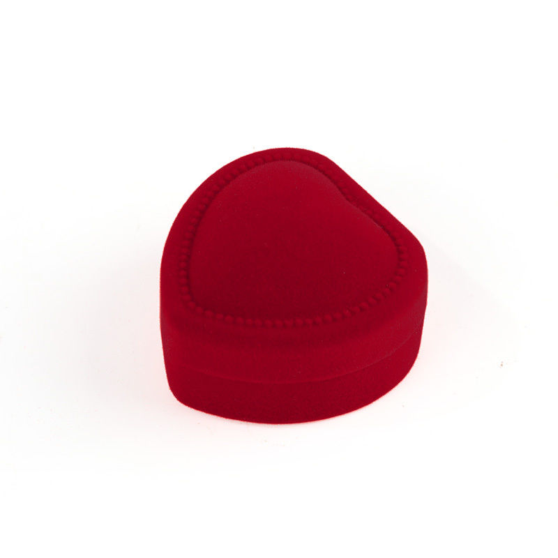 customizable hign end heart shape velvet red jewelry ring box for Valentine's Day