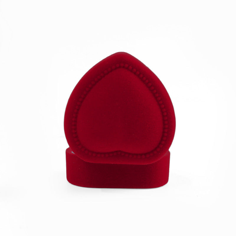 customizable hign end heart shape velvet red jewelry ring box for Valentine's Day