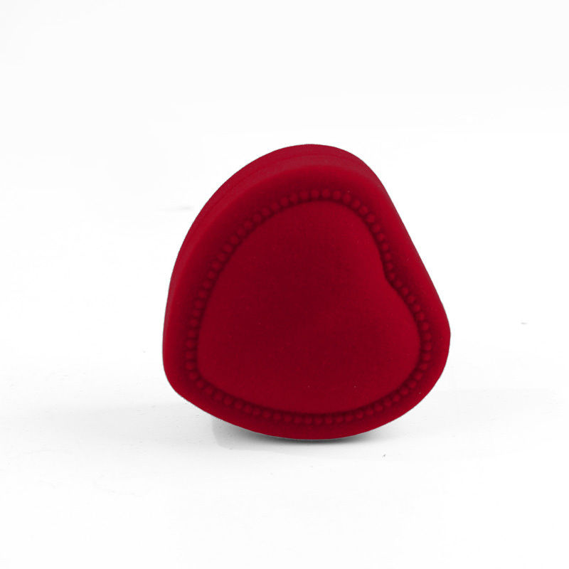 customizable hign end heart shape velvet red jewelry ring box for Valentine's Day