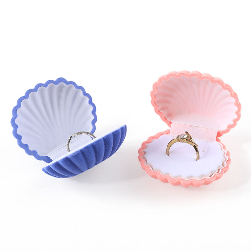 personalized hign quality flip shell velvet ring box jewelry packaging