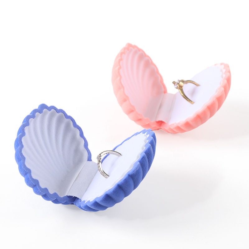 personalized hign quality flip shell velvet ring box jewelry packaging