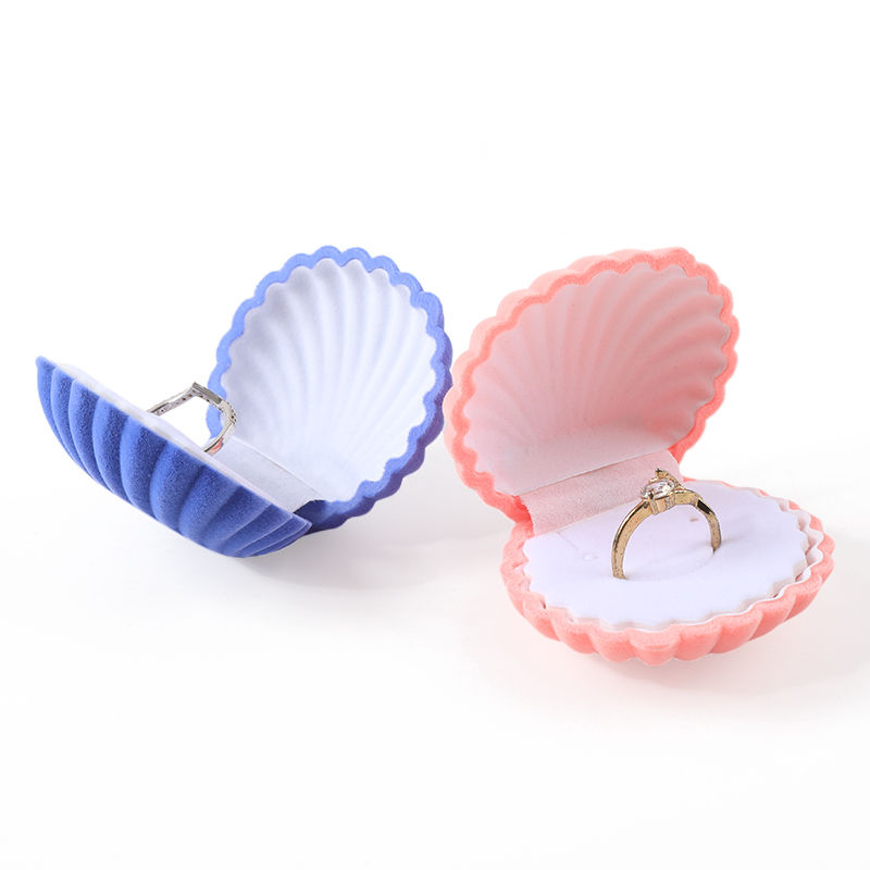personalized hign quality flip shell velvet ring box jewelry packaging