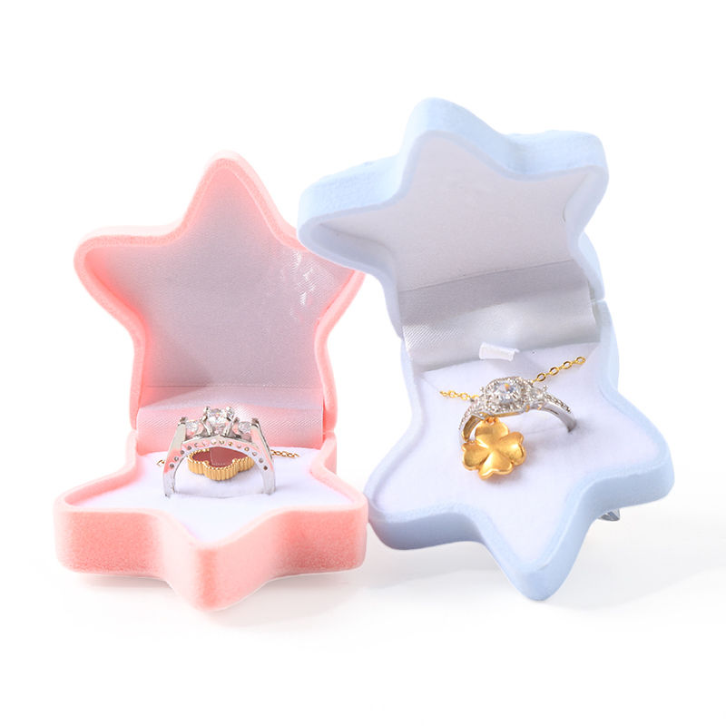 OEM personalized flip starfish velvet ring box jewelry packaging with logo