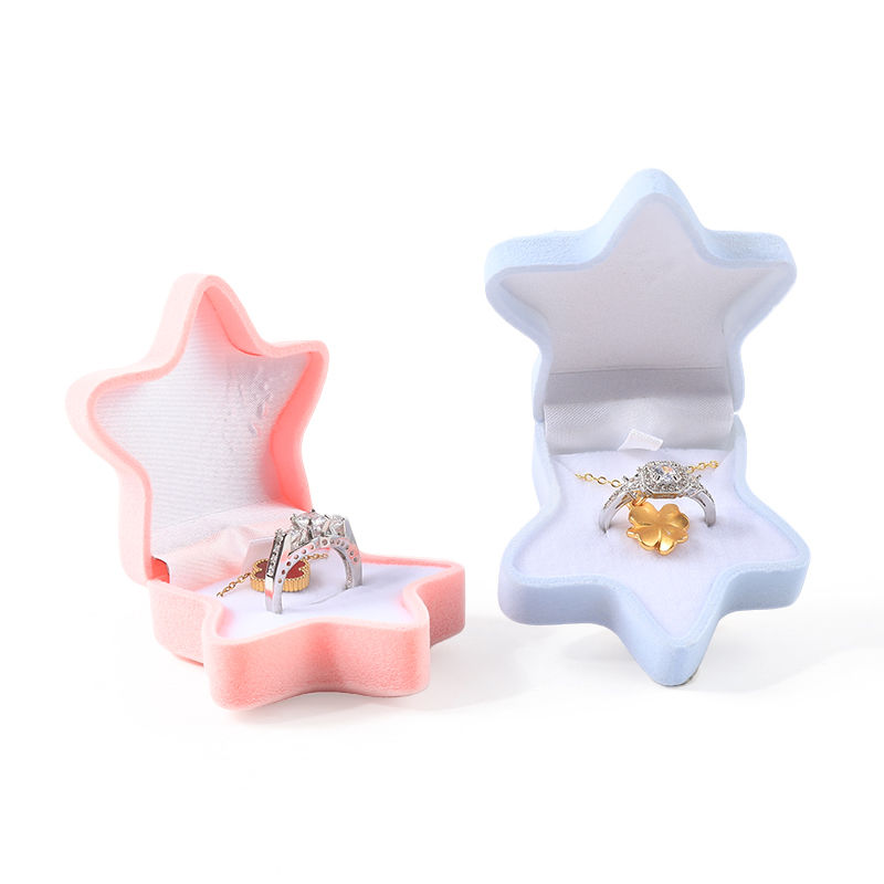 OEM personalized flip starfish velvet ring box jewelry packaging with logo