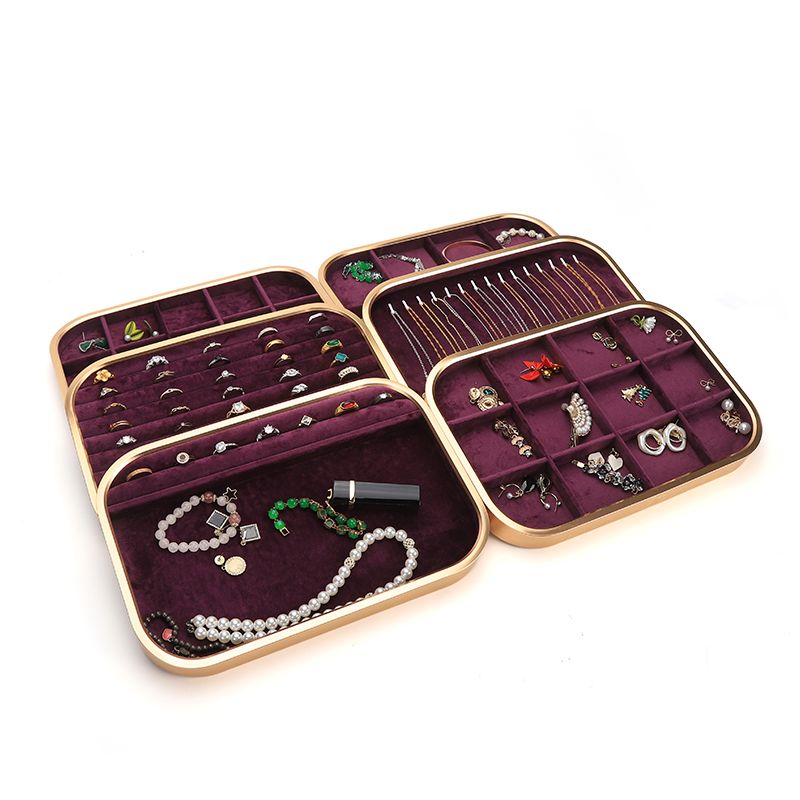 customizable Luxury Purple Velvet Jewelry Trays OEM Jewellery Trays display for ring bracelet Necklace