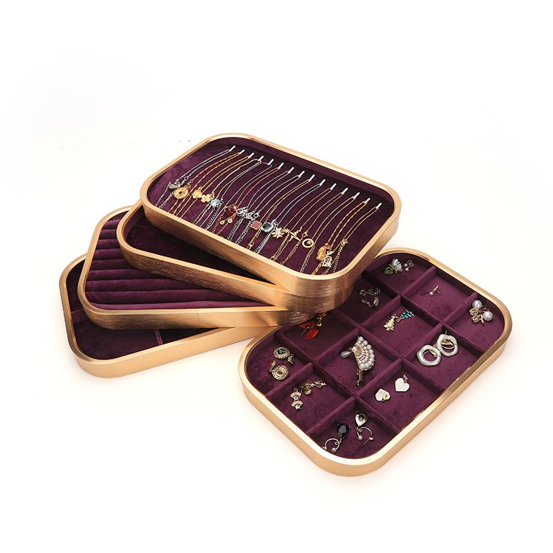 customizable Luxury Purple Velvet Jewelry Trays OEM Jewellery Trays display for ring bracelet Necklace