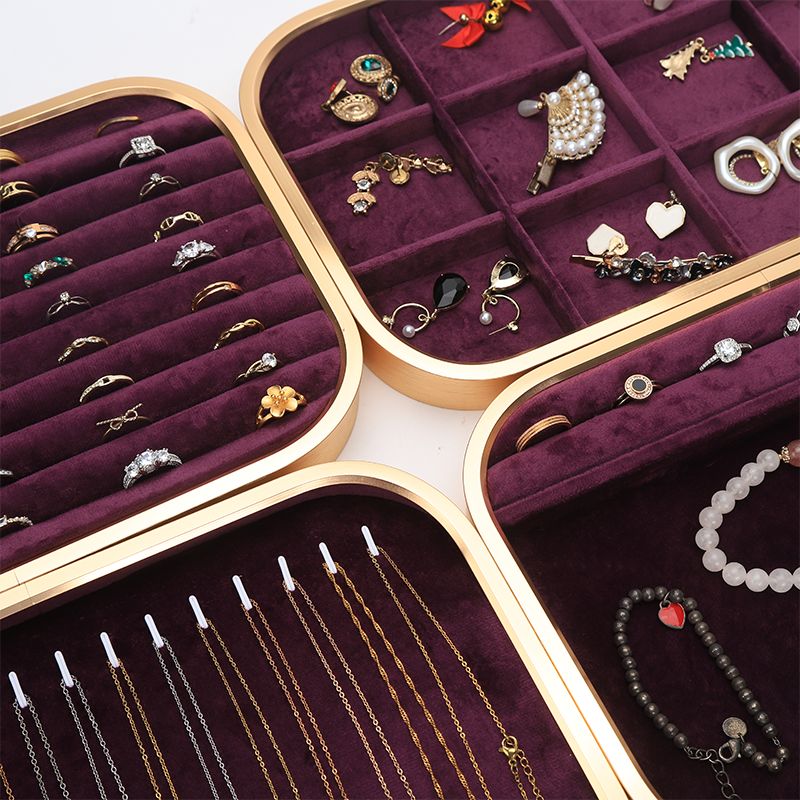 customizable Luxury Purple Velvet Jewelry Trays OEM Jewellery Trays display for ring bracelet Necklace