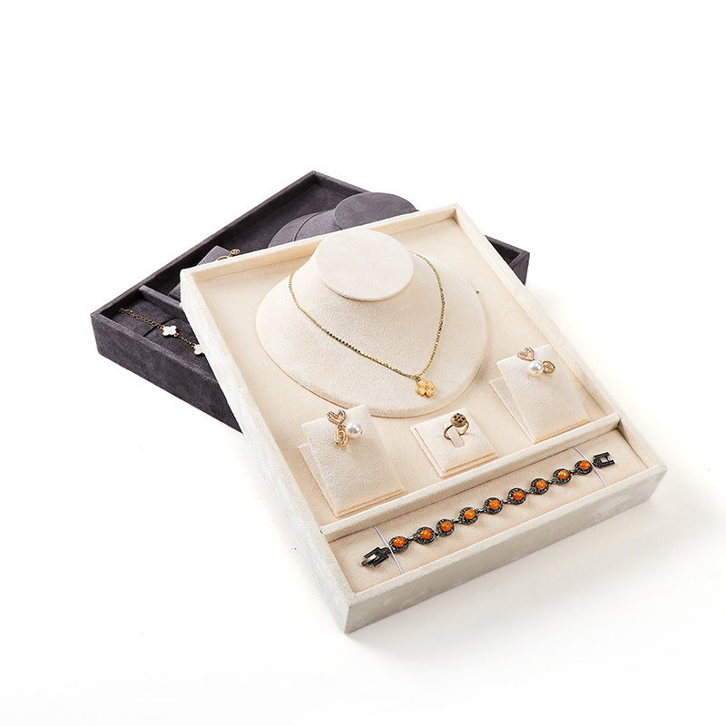 customizable premium Velvet Jewelry Trays OEM Jewellery Trays display for jewelry set
