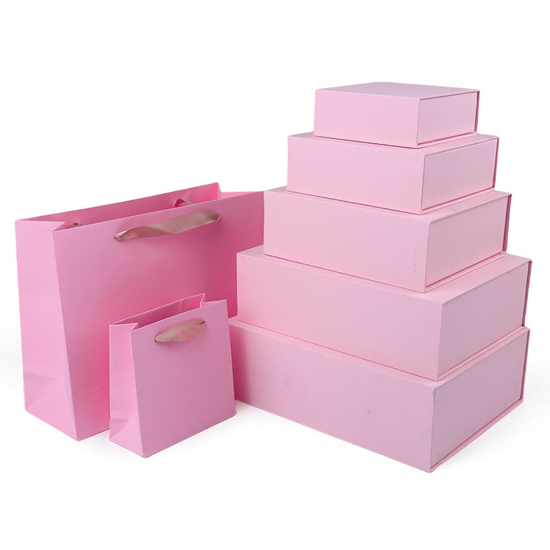 Eco Friendly Paper Magnetic jewelry Box Packaging custom Cardboard pink Jewelry Box