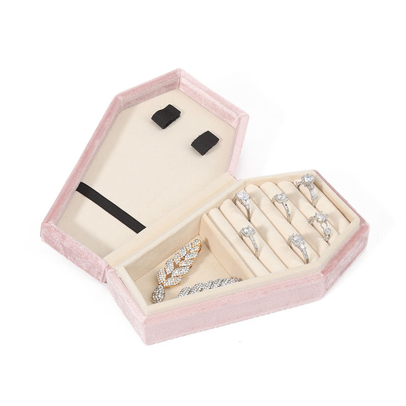Custom Organizer Storage pink velvet Jewelry Travel Box OEM Christmas jewelry gift box