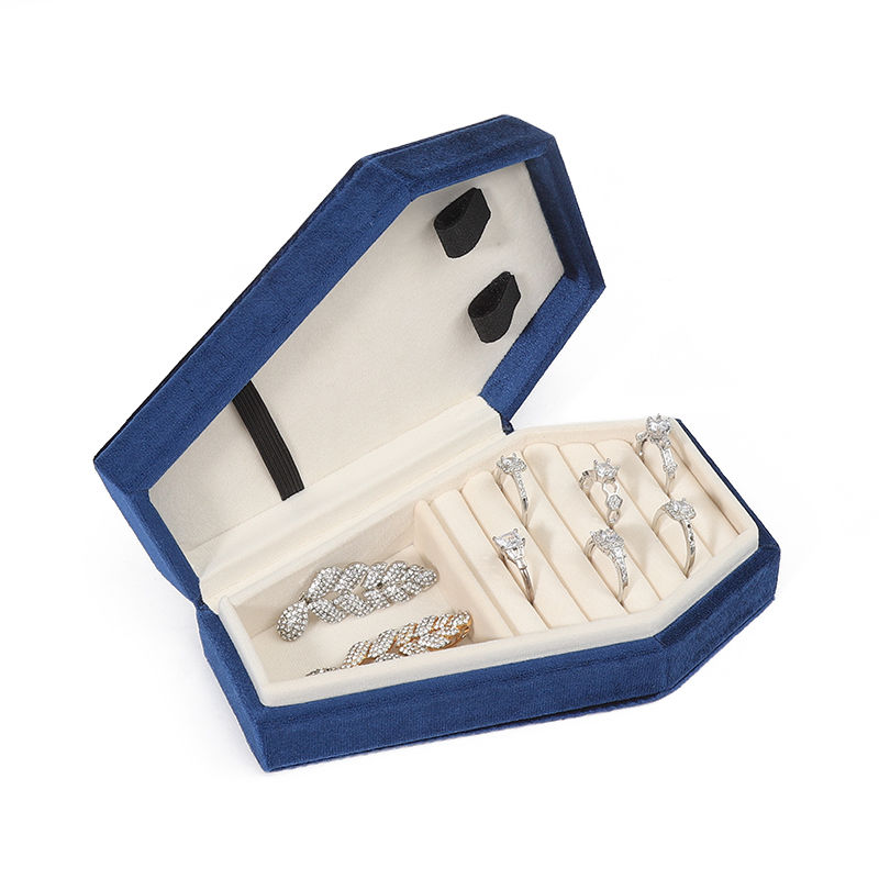 Custom Organizer Storage blue velvet Jewelry Travel Box OEM Christmas jewelry gift box