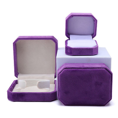 Elegante scatola portagioie ottagonale viola fatta a mano in velluto per collana, orecchini, bracciale e anello