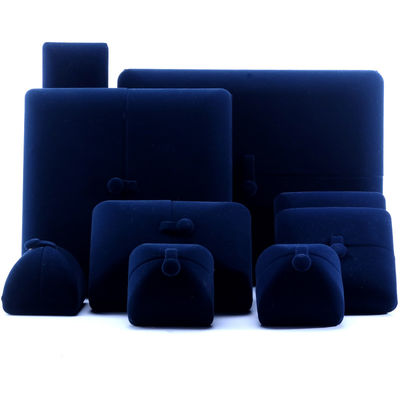 Elegante dubbele deur sieraden doos hign einde blauw fluweel sieraden doos met logo