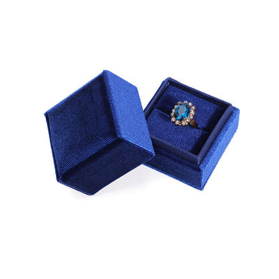 Hanhong Luxury Customized Blue Square Ring Storage Box for Wedding Engagement Paper