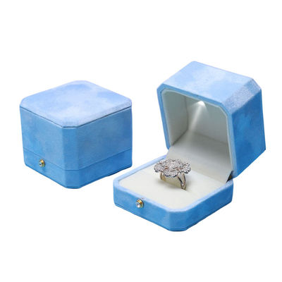 Blue Velvet Octagonal LED Jewelry Boxes Hanhong Screen's Custom Solution for Packaging