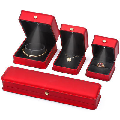 LED Light Red Color Jewelry Box Sets , Jewelry Packaging Box With Custom Logo