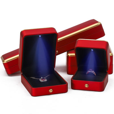 Luxury Red LED Light Up Jewelry Box , Jewelry Packaging Boxes Customized Size
