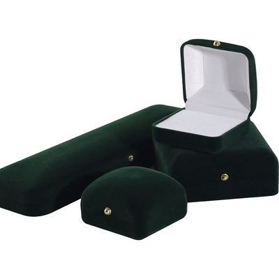 Wholesale Manufacturing Luxury handmade Jewellery Box packaging Personalized Custom logo high end Dark green Necklace Bracelet Earrings Ring Packaging Velvet Jewelry Box