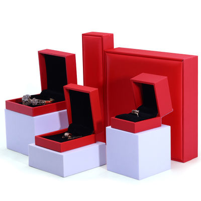 Custom Brand Red Faux Leather Jewelry Box Luxury Jeweller Packaging Box