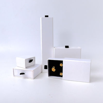 Boîte à bijoux rectangulaire en papier carré écologique tiroir blanc Boîte à bijoux