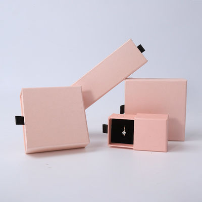 Boîte à bijoux rectangulaire écologique en papier carré rose avec tiroir