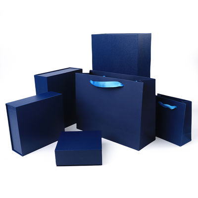 Boîte cadeau à bijoux en papier Emballage en carton écologique bleu Boîte à bijoux magnétique