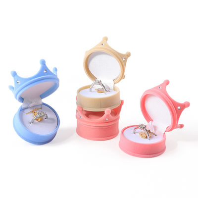 personalized hign end flip crown velvet ring box jewelry packaging for Holiday gifts